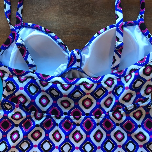 SWIM SOLUTIONS JEWELS TIE FRONT TANKINI TOP 8 - Picture 8 of 8